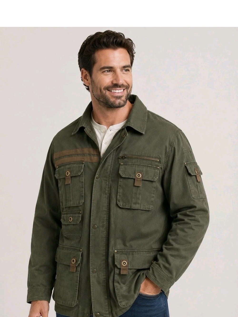 Men's Field Utility Jacket in Olive Green